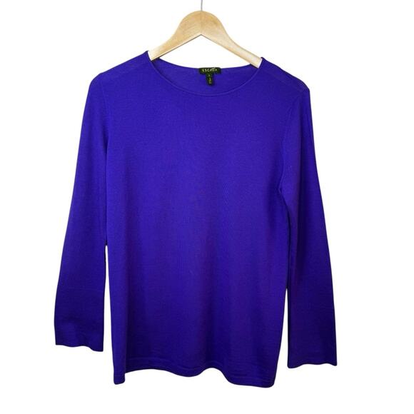 ESCADA 100% Virgen Wool Made in Italy Womens Sz L Tanzanite Long Sleeve Sweater - Picture 1 of 13